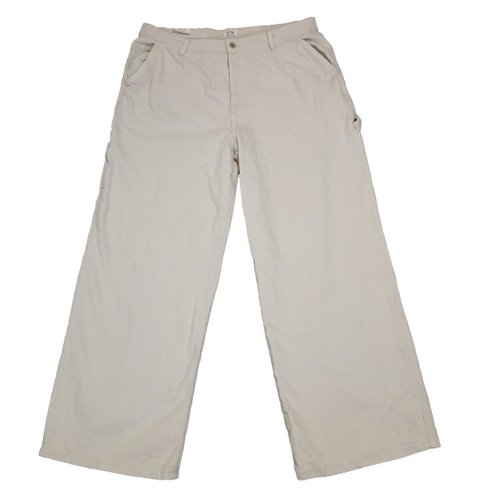 Cotton On Carpenter Jeans Womens 14 Wide Leg Baggy 90s Y2K High Rise Beige Denim
